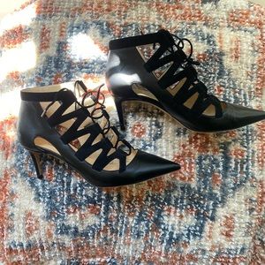 Jimmy Choo black leather lace up pumps